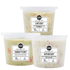 Noordertrots lentesoep, aspergesoep of courgettesoep met zalm